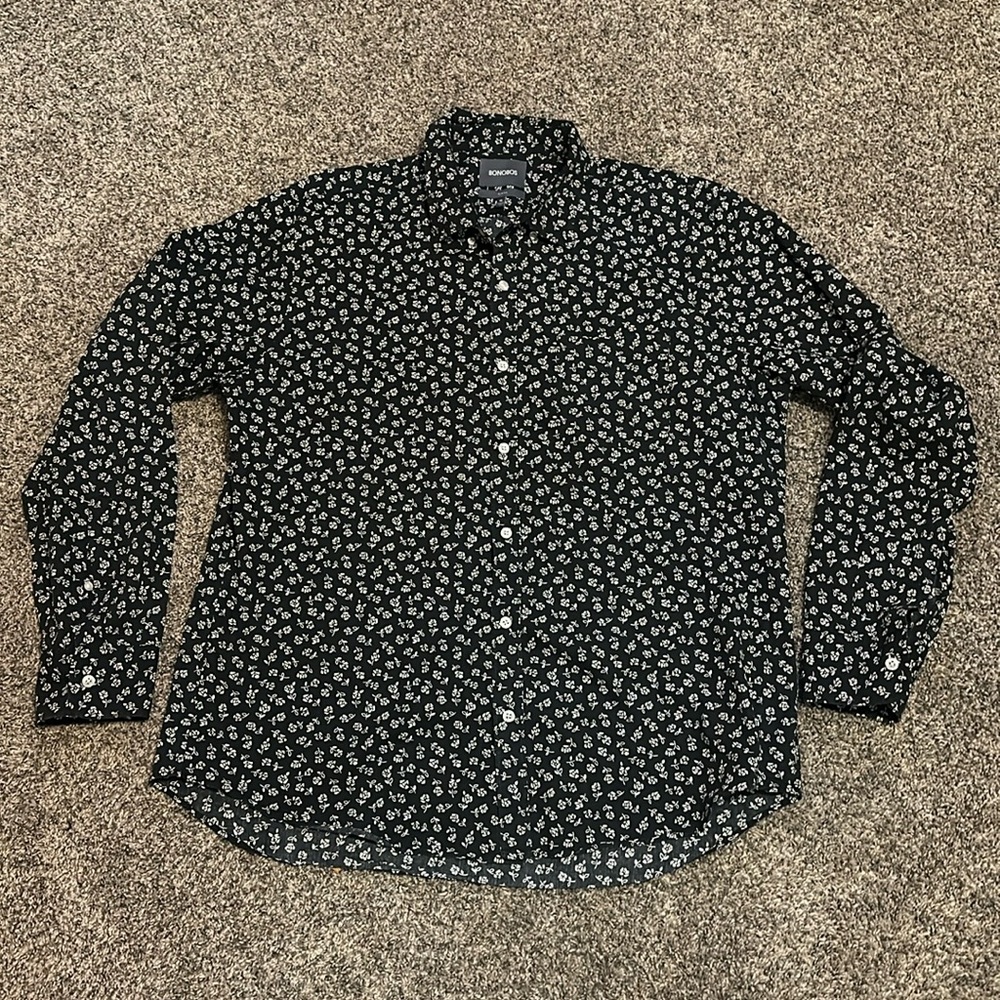 Bonobos Black and White Floral Casual Button Down Shirt